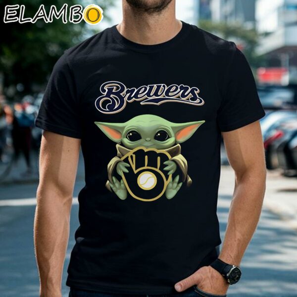 Baby Yoda Hug Milwaukee Brewers Shirt Black Shirts Shirt