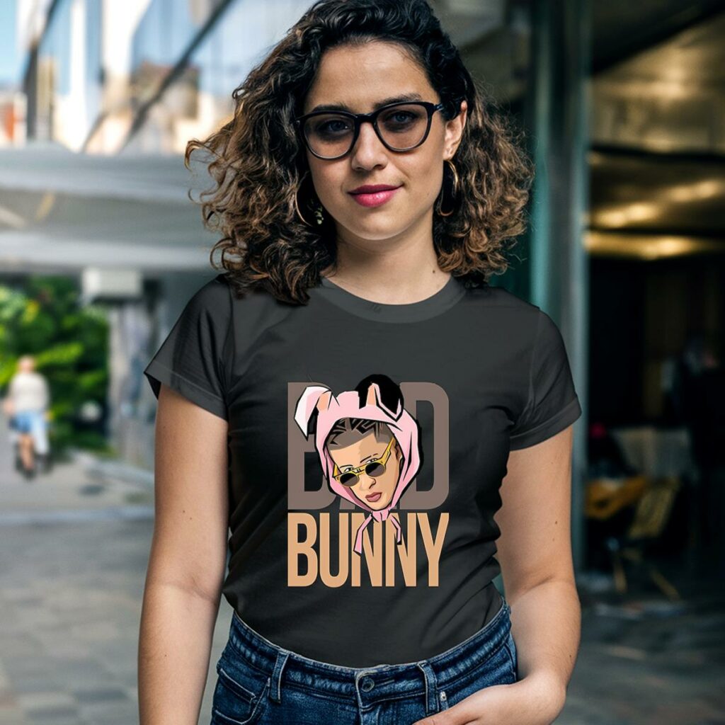 Bad Bunny Face Printed T Shirt 1 3