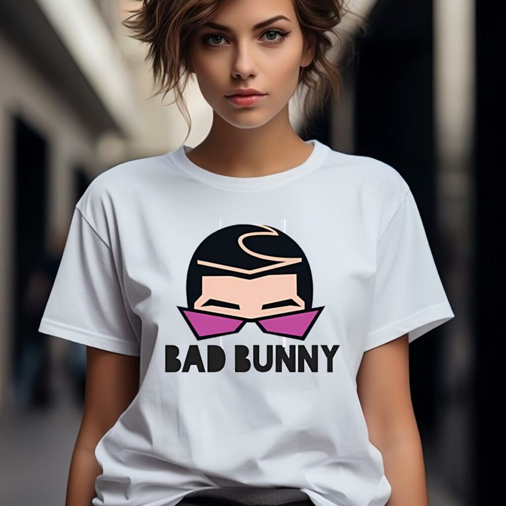 Bad Bunny Face with Glasses Printed T Shirt 1 1