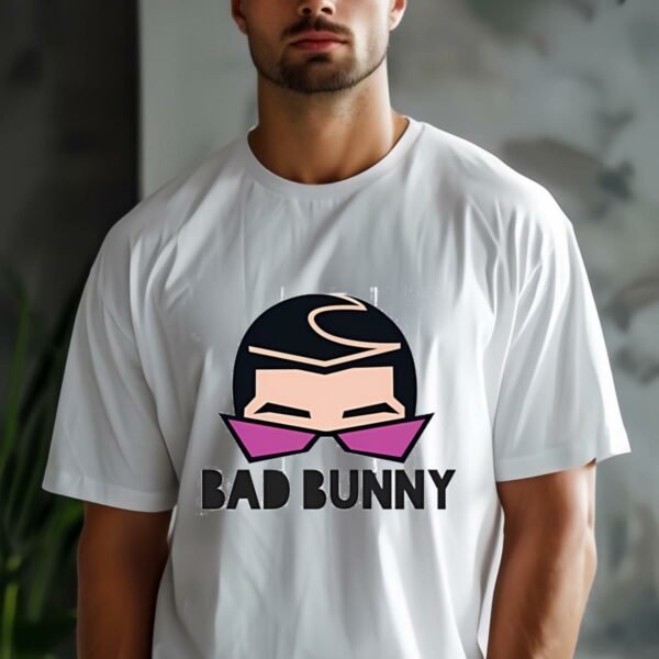 Bad Bunny Face with Glasses Printed T Shirt 3 3