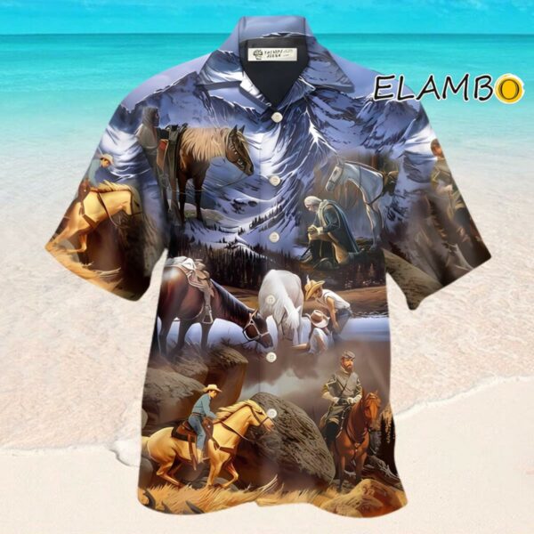 Cowboy Snow Mountain At Sunset Western Hawaiian Shirt Hawaaian Shirt Hawaaian Shirt