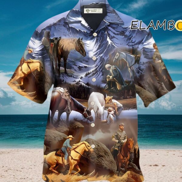 Cowboy Western Snow Mountain At Sunset Hawaiian Shirt Aloha Shirt Aloha Shirt