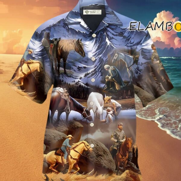 Cowboy Western Snow Mountain At Sunset Hawaiian Shirt Hawaaian Shirt Hawaaian Shirt