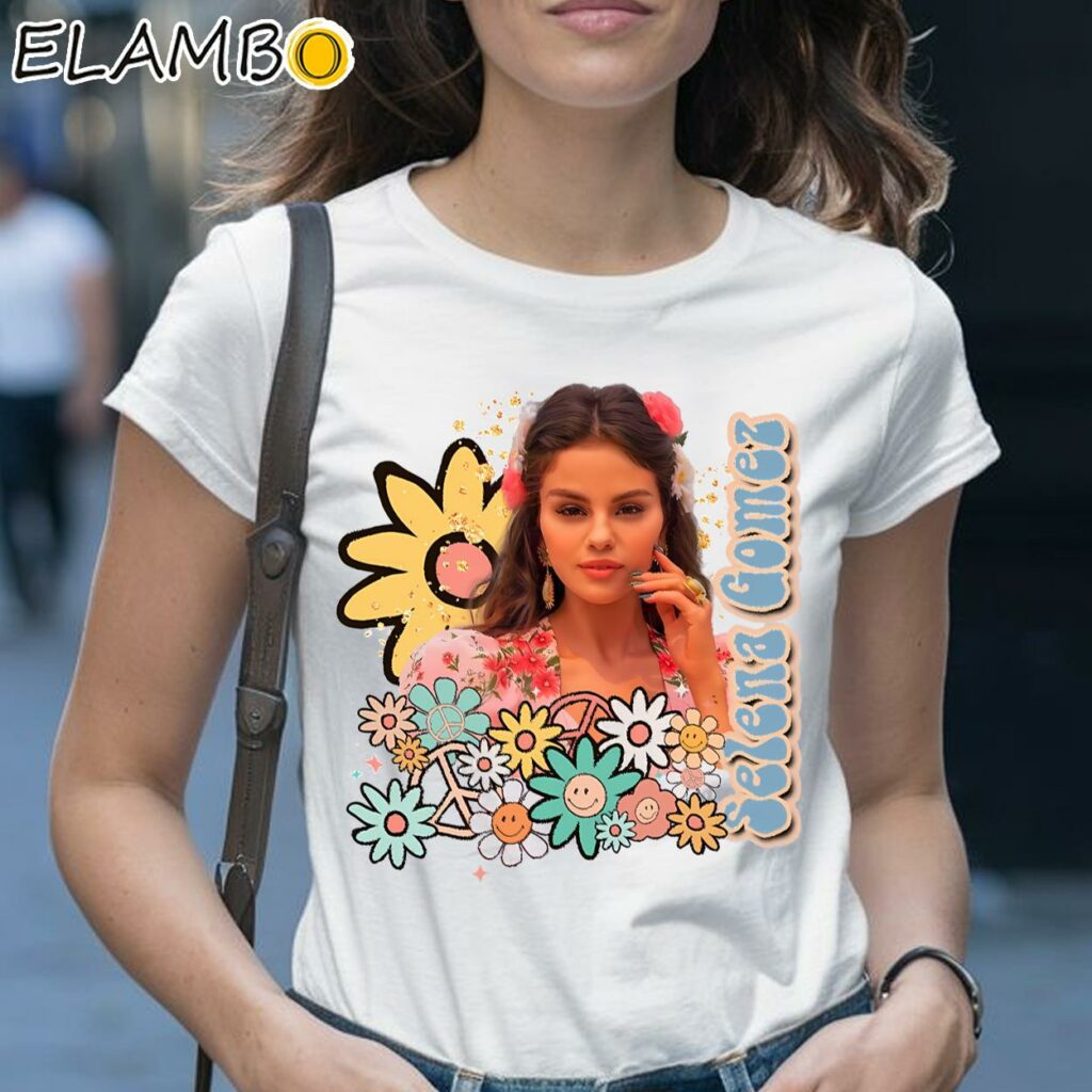 Flower Selena Gomez White Shirt