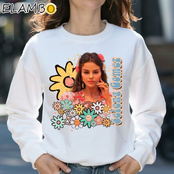 Flower Selena Gomez White Shirt Sweatshirt 31