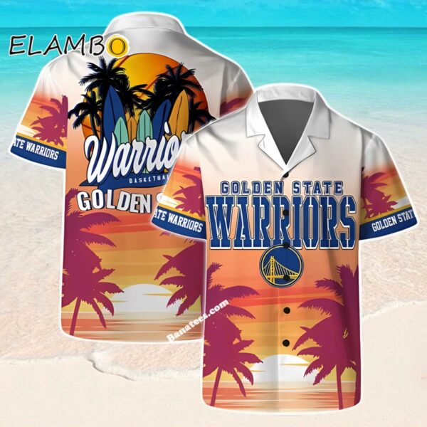 Golden State Warriors Team Logo Pattern Sunset Tropical Hawaiian Shirt Hawaaian Shirt Hawaaian Shirt