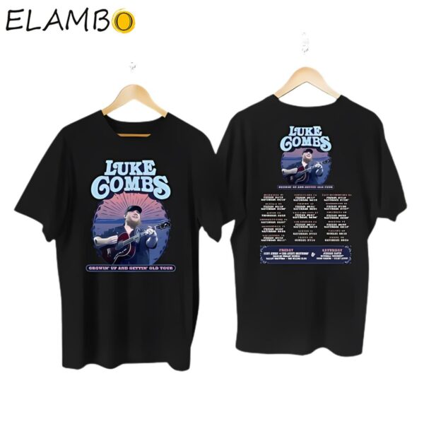 Luke Combs 2024 Tour Growing Up and Getting Old T Shirt Country Music Tee Background FULL