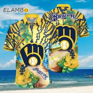 MLB Milwaukee Brewers Floral Pattern Hawaiian Shirt Aloha Shirt Aloha Shirt