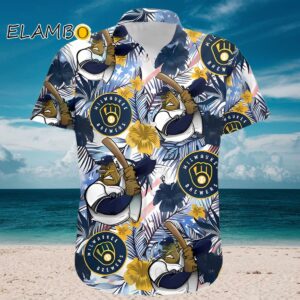 Mascot Hibiscus Palm Leaf Brewers Hawaiian Shirt Aloha Shirt Aloha Shirt