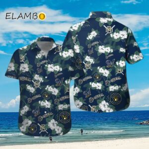 Milwaukee Brewers Blue Floral Tropical Hawaiian Shirt Aloha Shirt Aloha Shirt