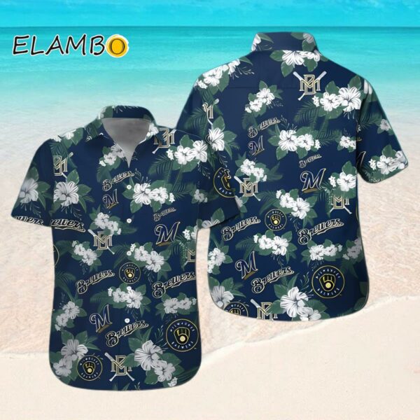 Milwaukee Brewers Blue Floral Tropical Hawaiian Shirt Hawaaian Shirt Hawaaian Shirt