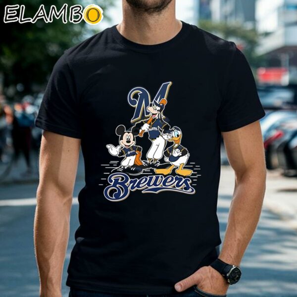 Milwaukee Brewers Mickey Mouse Donald Duck Goofy Shirt Black Shirts Shirt