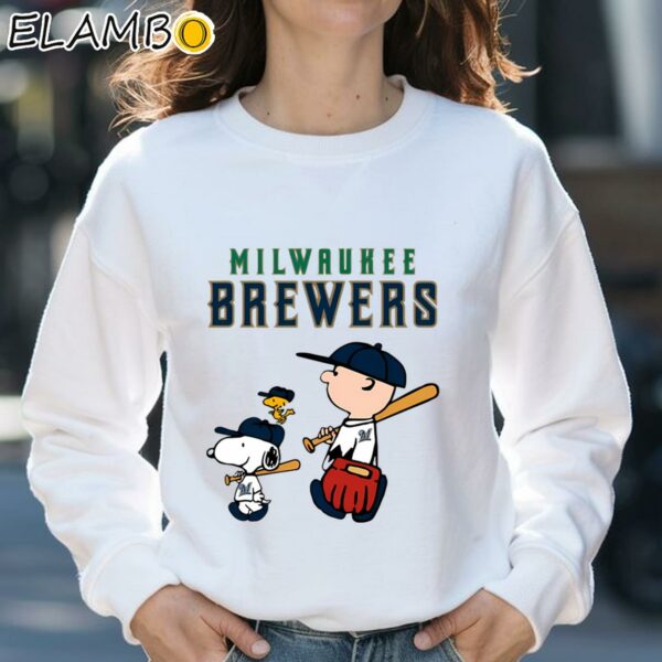 Milwaukee Brewers Snoopy And Charlie Brown Woodstock Walking Shirt Sweatshirt 31