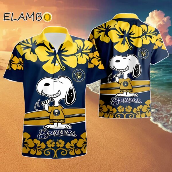 Milwaukee Brewers Snoopy Short Sleeve Hawaiian Shirt Hawaaian Shirt Hawaaian Shirt