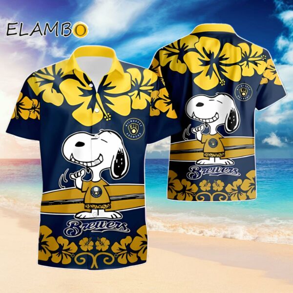 Milwaukee Brewers Snoopy Short Sleeve Hawaiian Shirt Hawaiian Hawaiian