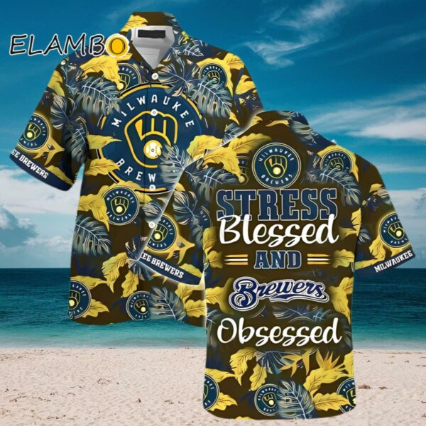 Milwaukee Brewers Stress Blessed And Brewers Obsessed Hawaiian Shirt Aloha Shirt Aloha Shirt