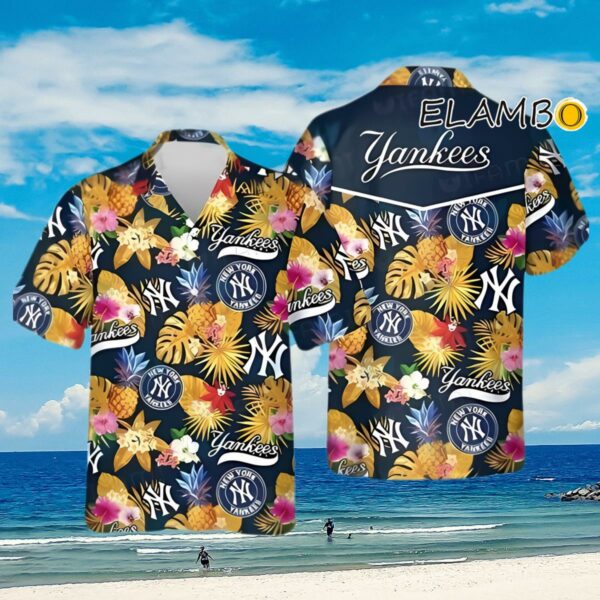 MLB New York Yankees Hawaiian Shirt Tropical Flower Pattern Summer
