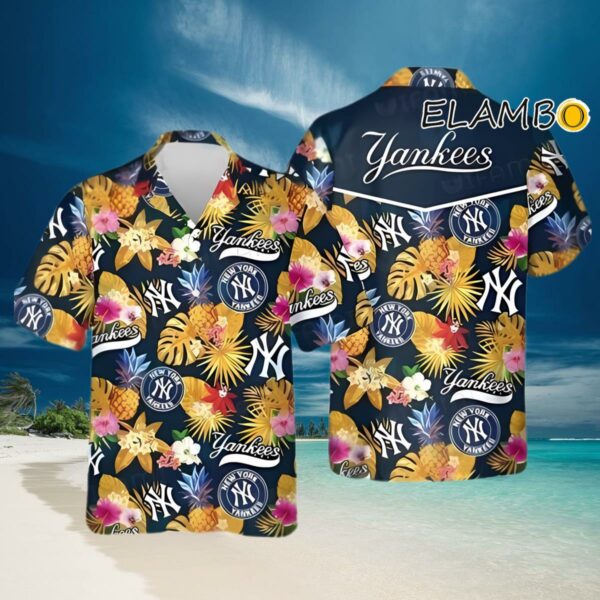 Mlb New York Yankees Hawaiian Shirt Tropical Flower Pattern Summer Hawaiian Hawaiian