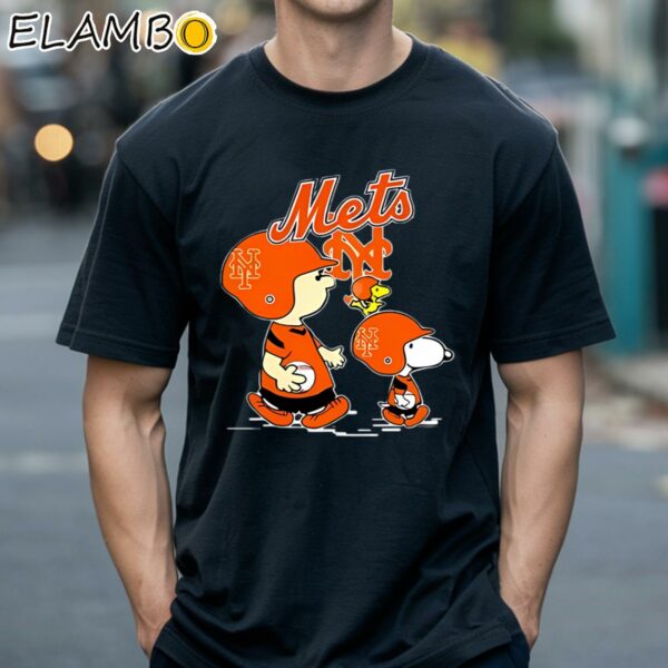 Peanuts Snoopy Helmet New York Mets Walking Shirt Black Shirts 18