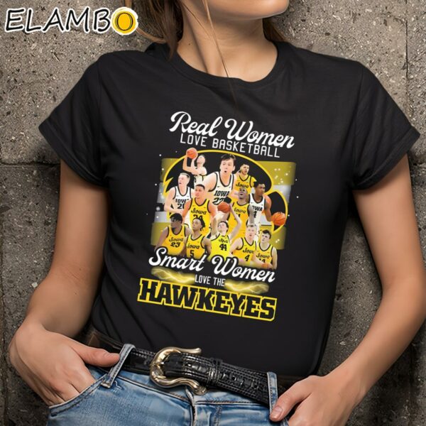 Real Women Love Basketball Smart Women Love Iowa Hawkeyes NCAA T Shirt Black Shirts 9