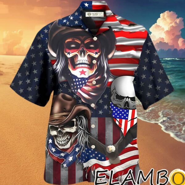 Skull Independence Day Cowboy Skull US Western Hawaiian Shirt Hawaaian Shirt Hawaaian Shirt