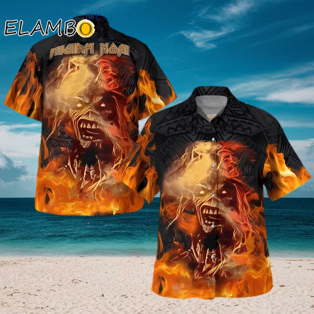 Skull Iron Maiden Metal Flame Hawaiian Shirt