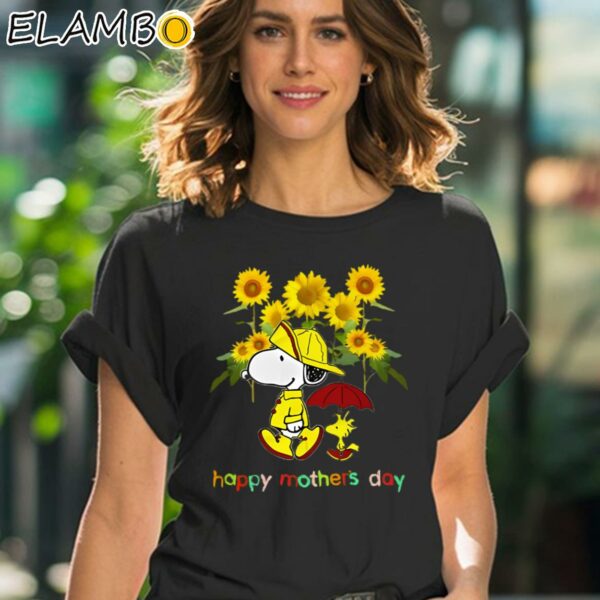 Snoopy Charlie Brown Sunflower Mothers Day T Shirt Black Shirt 41