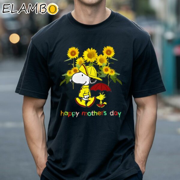 Snoopy Charlie Brown Sunflower Mothers Day T Shirt Black Shirts 18
