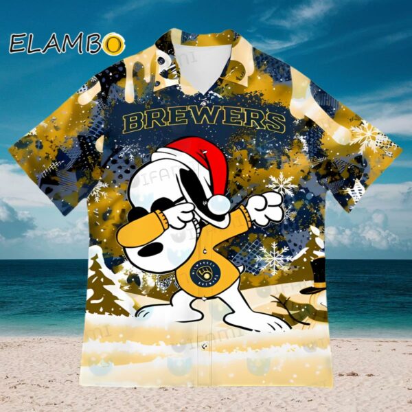 Snoopy Dabbing Snowflake Milwaukee Brewers Hawaiian Shirt Aloha Shirt Aloha Shirt