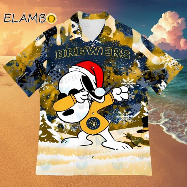 Snoopy Dabbing Snowflake Milwaukee Brewers Hawaiian Shirt Hawaaian Shirt Hawaaian Shirt