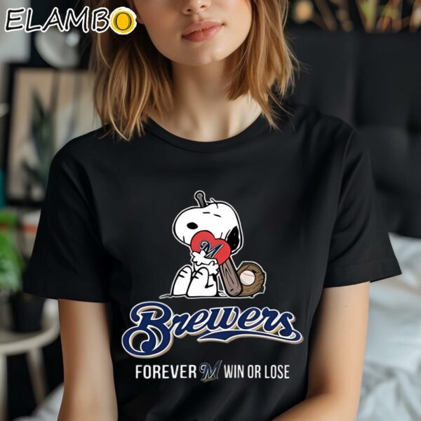 The Peanuts Snoopy Forever Win Or Lose Milwaukee Brewers Shirt Black Shirt Shirt