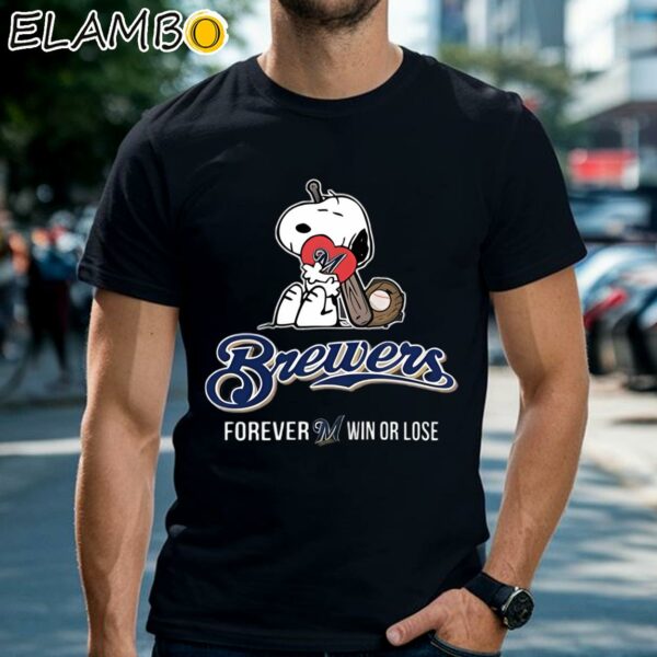 The Peanuts Snoopy Forever Win Or Lose Milwaukee Brewers Shirt Black Shirts Shirt