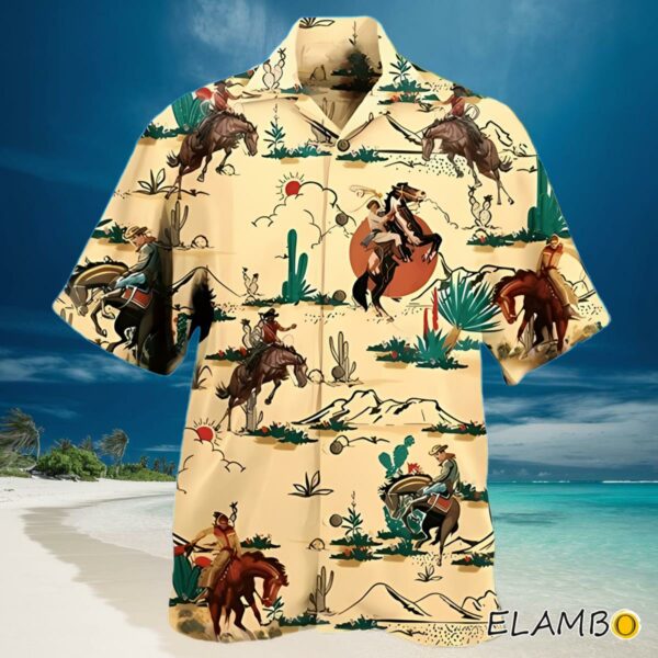 Western Cowboy Hawaiian Shirt Horse Lovers Casual Short Sleeve Hawaiian Hawaiian