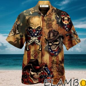 Western Cowboy Skull America Vintage Style Hawaiian Shirt Aloha Shirt Aloha Shirt