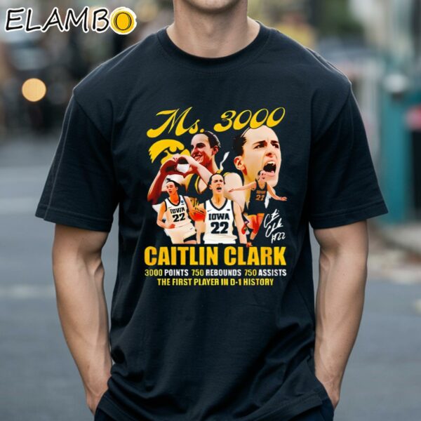 3000 Points 750 Rebounds 750 Assists Caitlin Clark Shirt Black Shirts 18