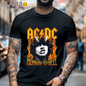 ACDC Highway to Hell Fire Vintage Angus Young Burning Shirt Black Shirt 6