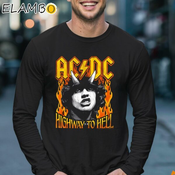 ACDC Highway to Hell Fire Vintage Angus Young Burning Shirt Longsleeve 17