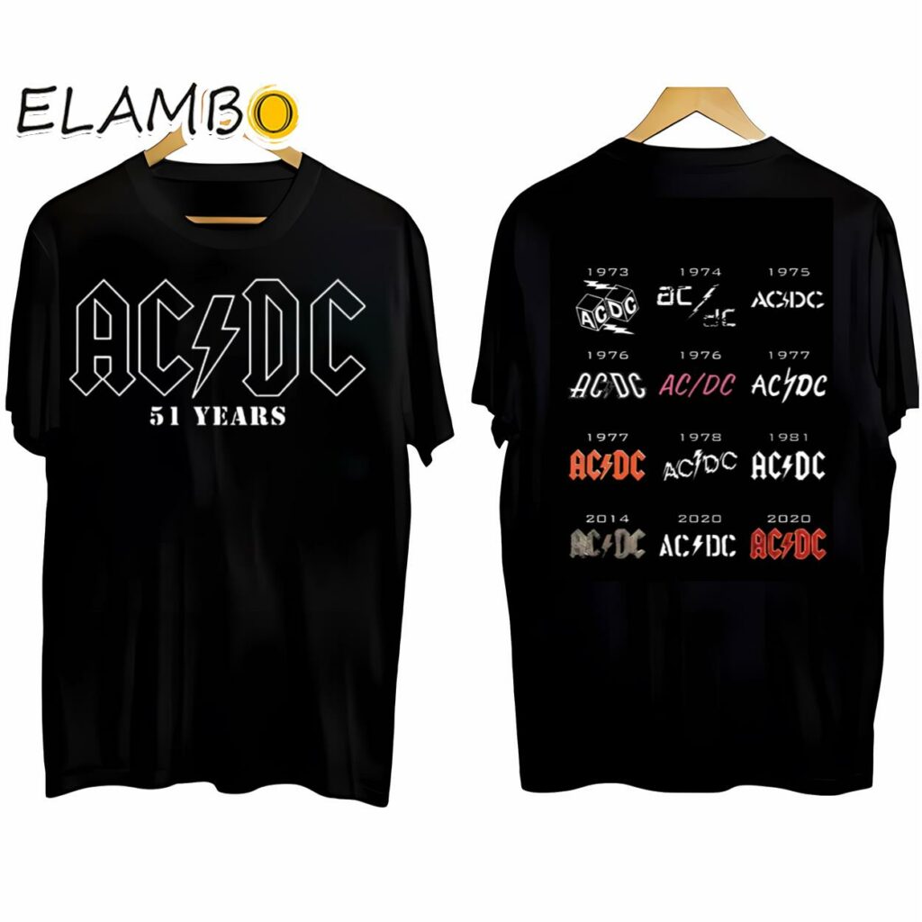 ACDC Rock Band 51 Years Tour 2024 Graphic Tee Shirt Black Shirt Black Shirt