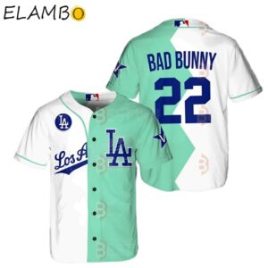 Bad Bunny Dodgers Shirt LA Baseball Jersey Background FULL