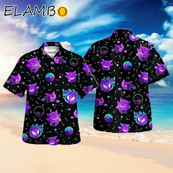 Bright Gengar Mysterious Purple PKM Button Down Hawaiian Shirt Hawaiian Hawaiian