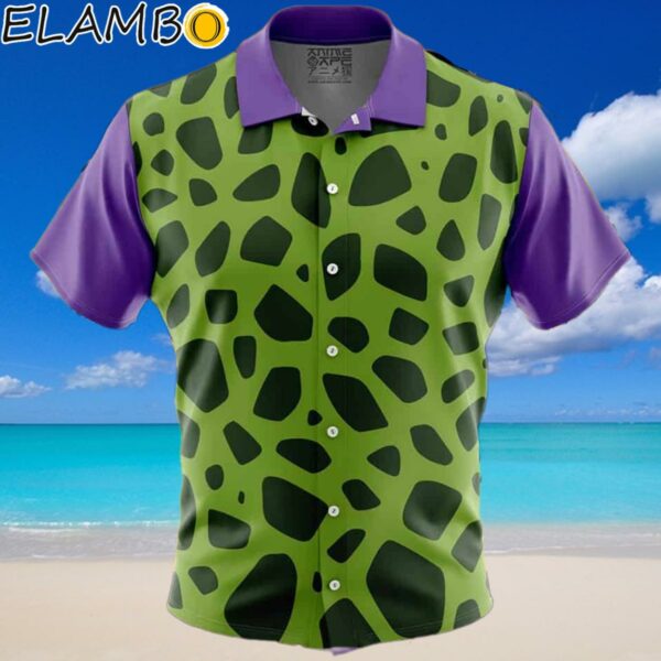 Cell Dragon Ball Z Summer Vacation Button Up Hawaiian Shirt Printed Aloha