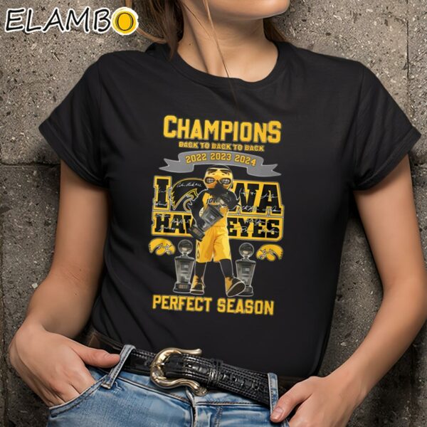 Champions Back To Back To Back 2022 2023 2024 Iowa Hawkeyes Perfect Season Shirt Black Shirts 9