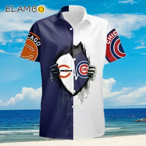 Chicago Bears And Chicago Cubs Heartbeat Love Summer Gift Hawaiian Shirt Aloha Shirt Aloha Shirt