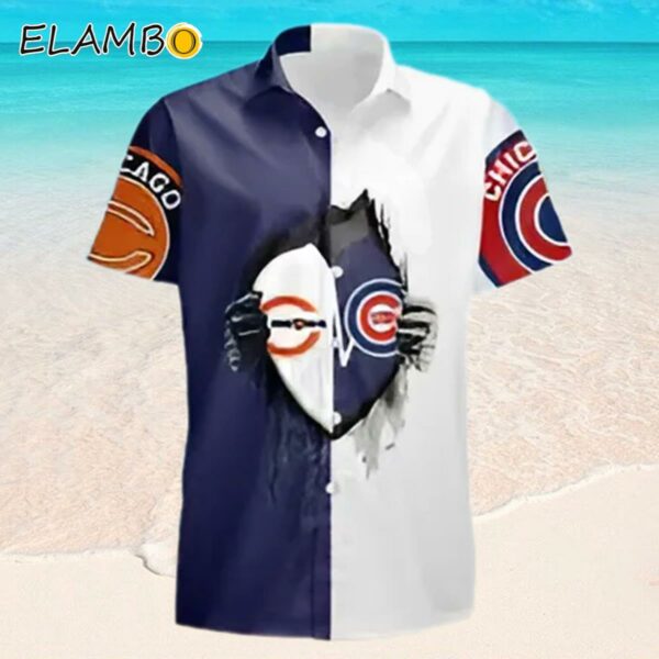Chicago Bears And Chicago Cubs Heartbeat Love Summer Gift Hawaiian Shirt Hawaaian Shirt Hawaaian Shirt