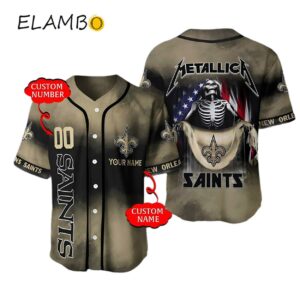 Custom Name Number Metallica New Orleans Saints NFL Baseball Jersey Printed Thumb