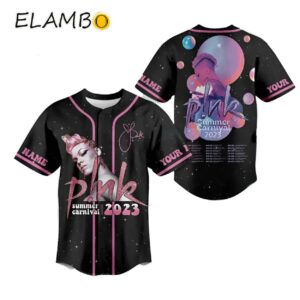 Custom Pink Carnival Baseball Jersey Pink Tour Merch Printed Thumb