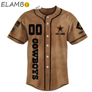 Dallas Cowboys Brown American Flag Personalized Baseball Jersey Background FULL
