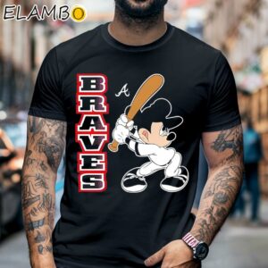 Disney Mickey Mouse Atlanta Braves Playing Baseball Shirt