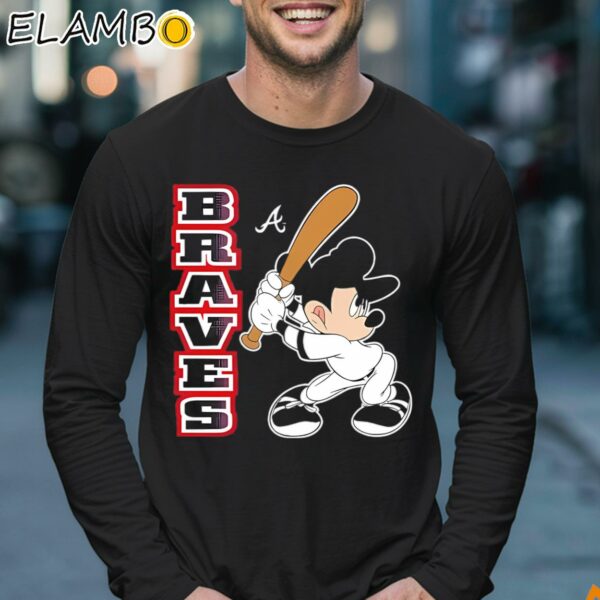 Disney Mickey Mouse Atlanta Braves Playing Baseball Shirt Longsleeve 17