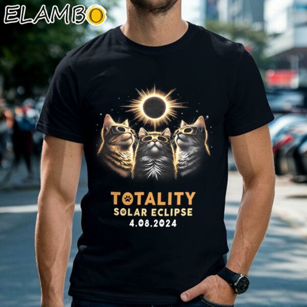 Funny Totality Cats Wearing Solar Eclipse Glasses Tee Shirt Black Shirts Shirt